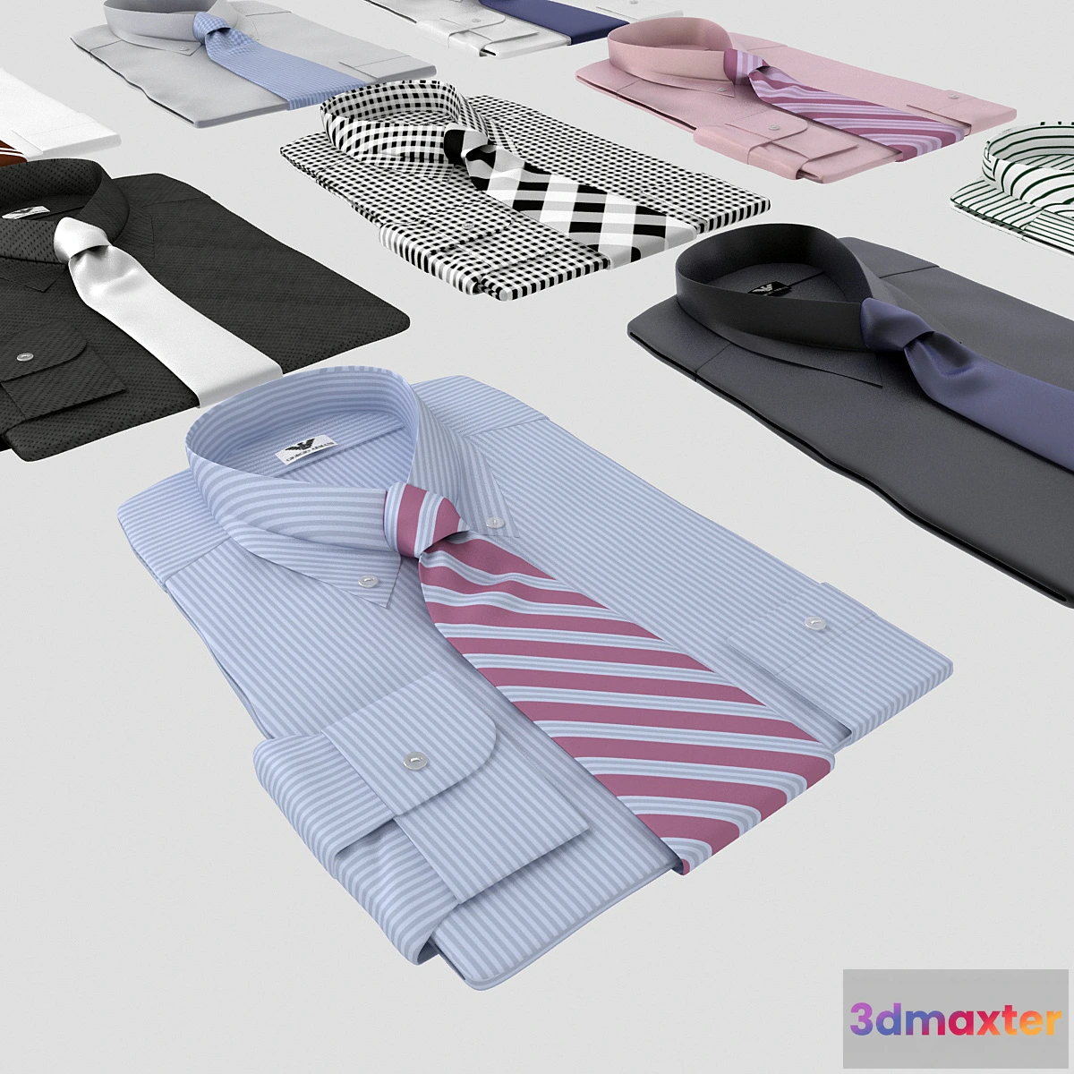 1288496 - Set of shirts with tie 3D Max