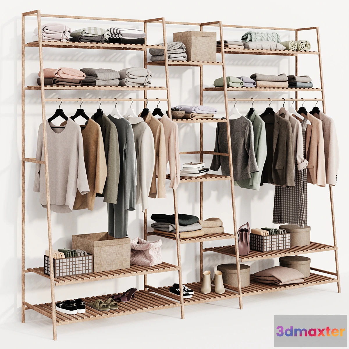 1308134 - Clothes wardrobe wooden rack 3D Max