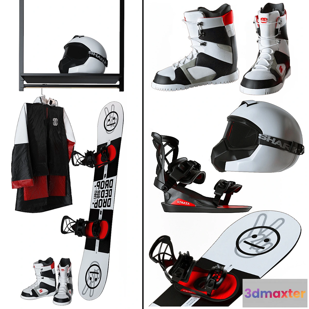 1340788 - Snowboard set 3D Max