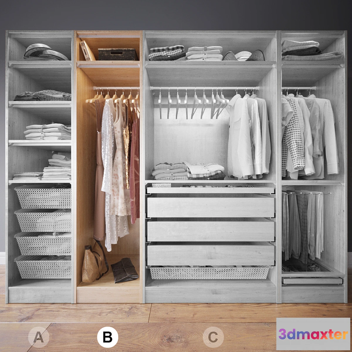 1400616 - Clothes in the closet section B 2-4 3D Max
