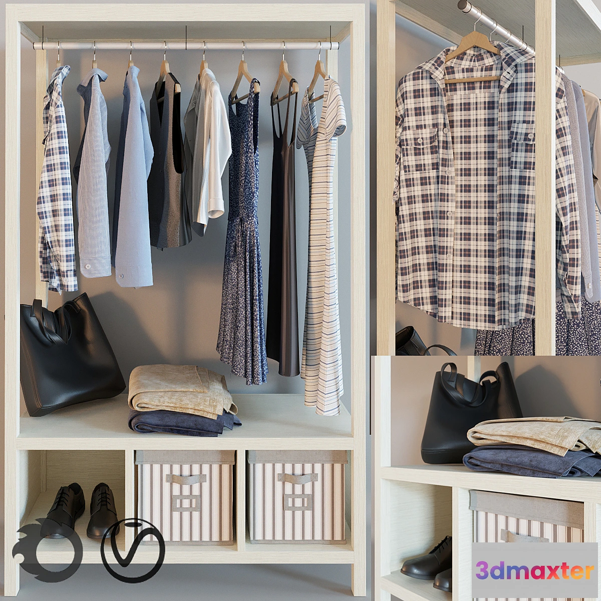 1407258 - HEMNES open wardrobe 3D Max