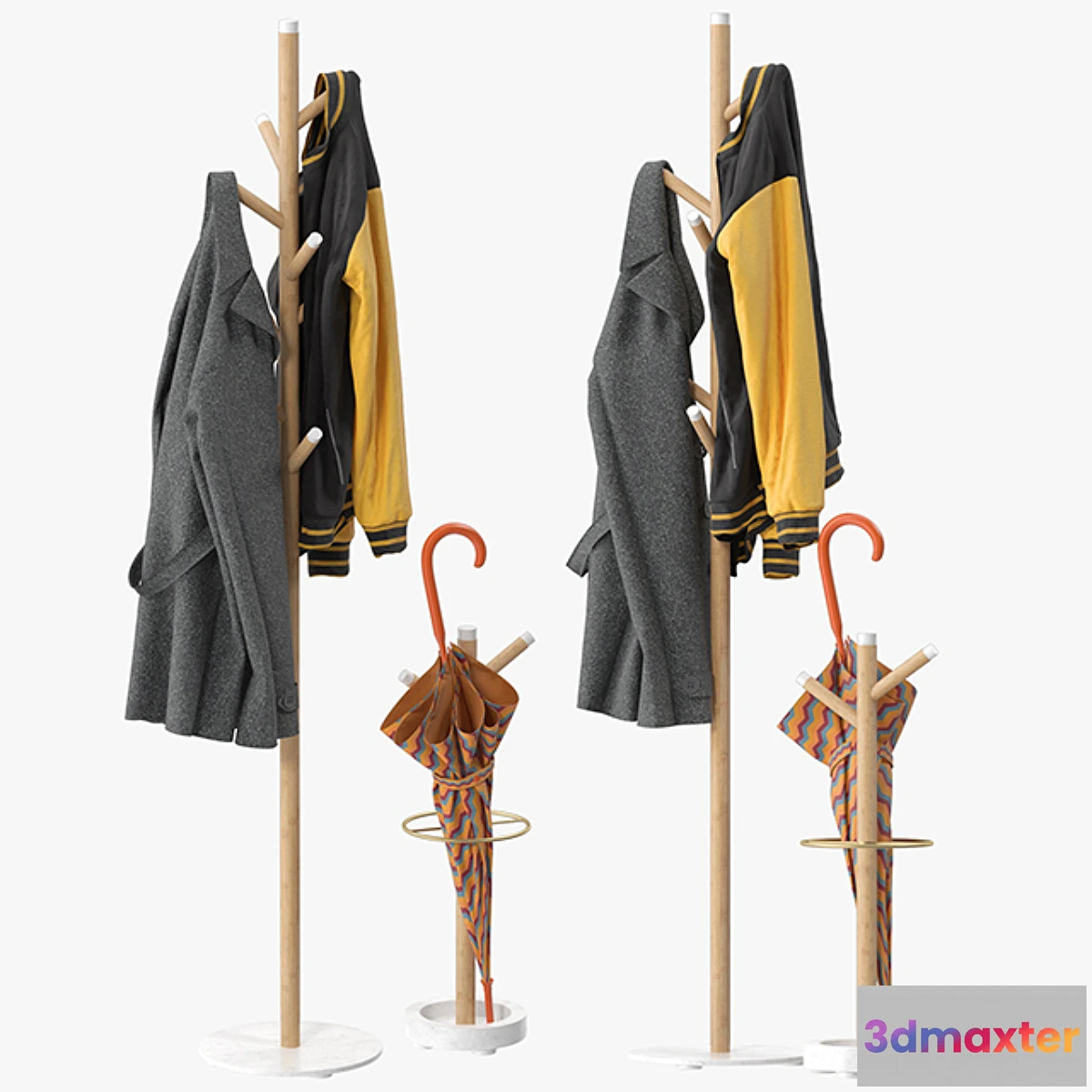 1419608 - Grace Mango Wood & Marble Coat Rack 3D Max