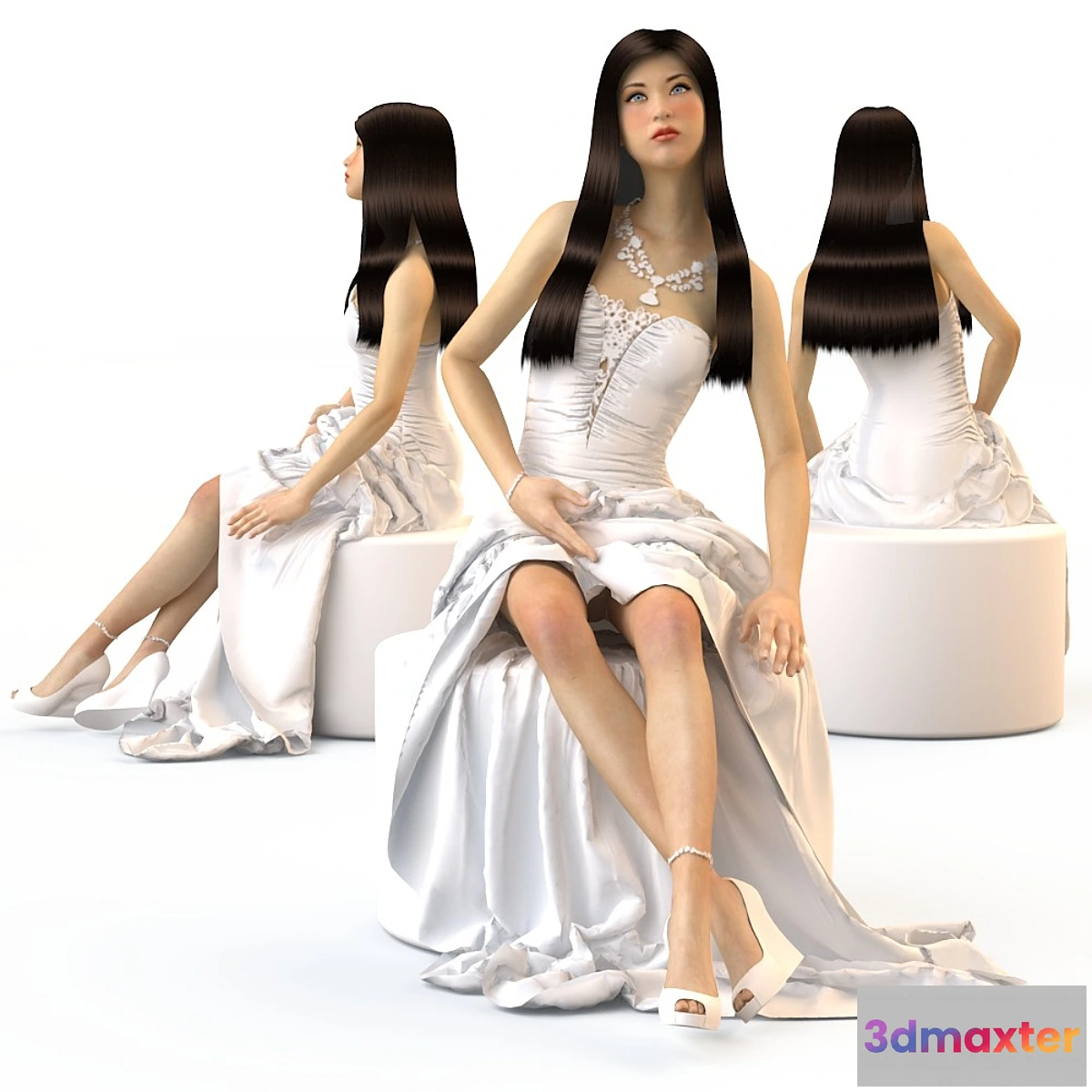 1423960 - Wedding evening dress sitting Pauline model 3D Max