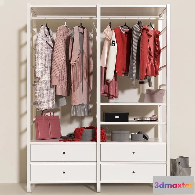 1543111 - Open wardrobe IKEA elvarli c clothing 3D Max