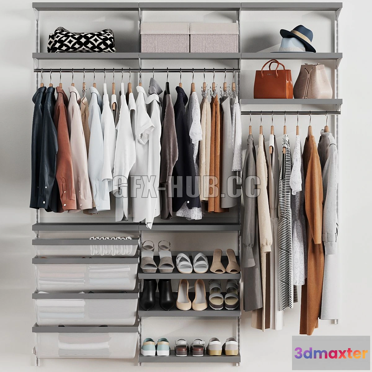 1547931 - Wardrobe wall module dresses clothes 4 3D Max