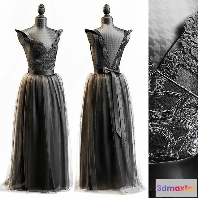 1550625 - BLACK WEDDING DRESS 3D Max