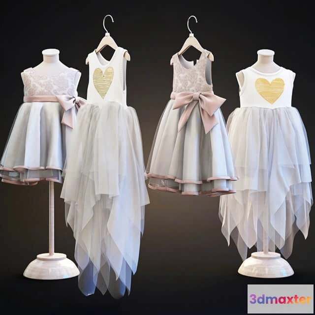 1594886 - decoration - Children’s dresses two types 3D Max