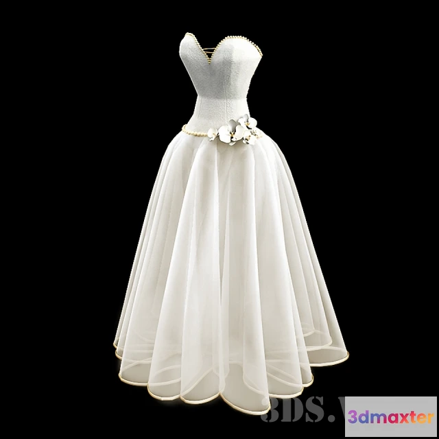 1595040 - decoration - Wedding dress with corset 3D Max