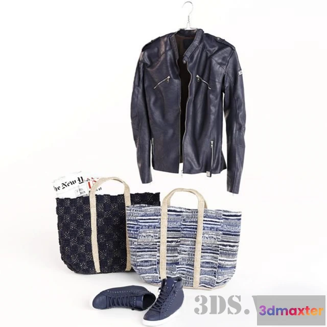 1595042 - decoration - Leather Jacket Bags and Sneakers 3D Max