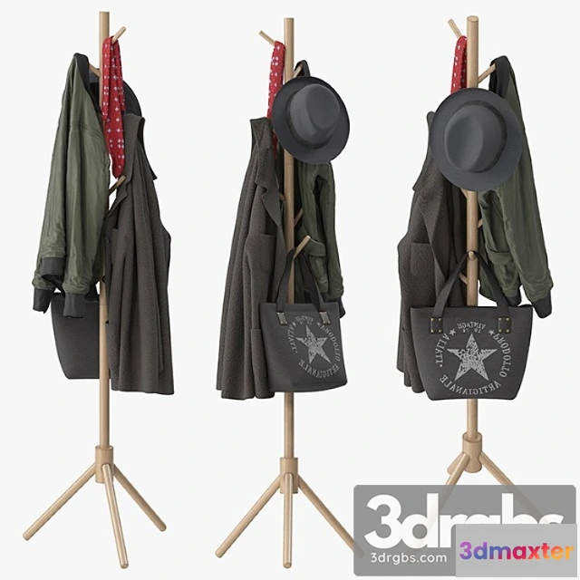 919444 - Clothes Lendra deluxe wooden coat rack tree