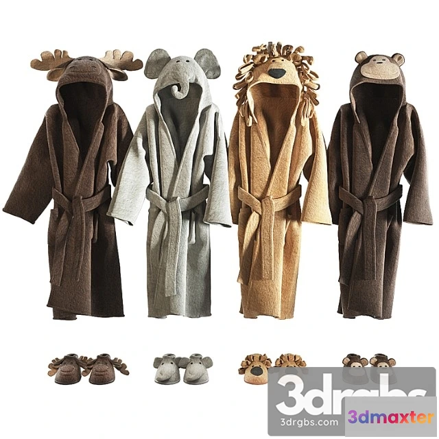 919486 - Clothes RH Baby Bathrobe Animal Set 002