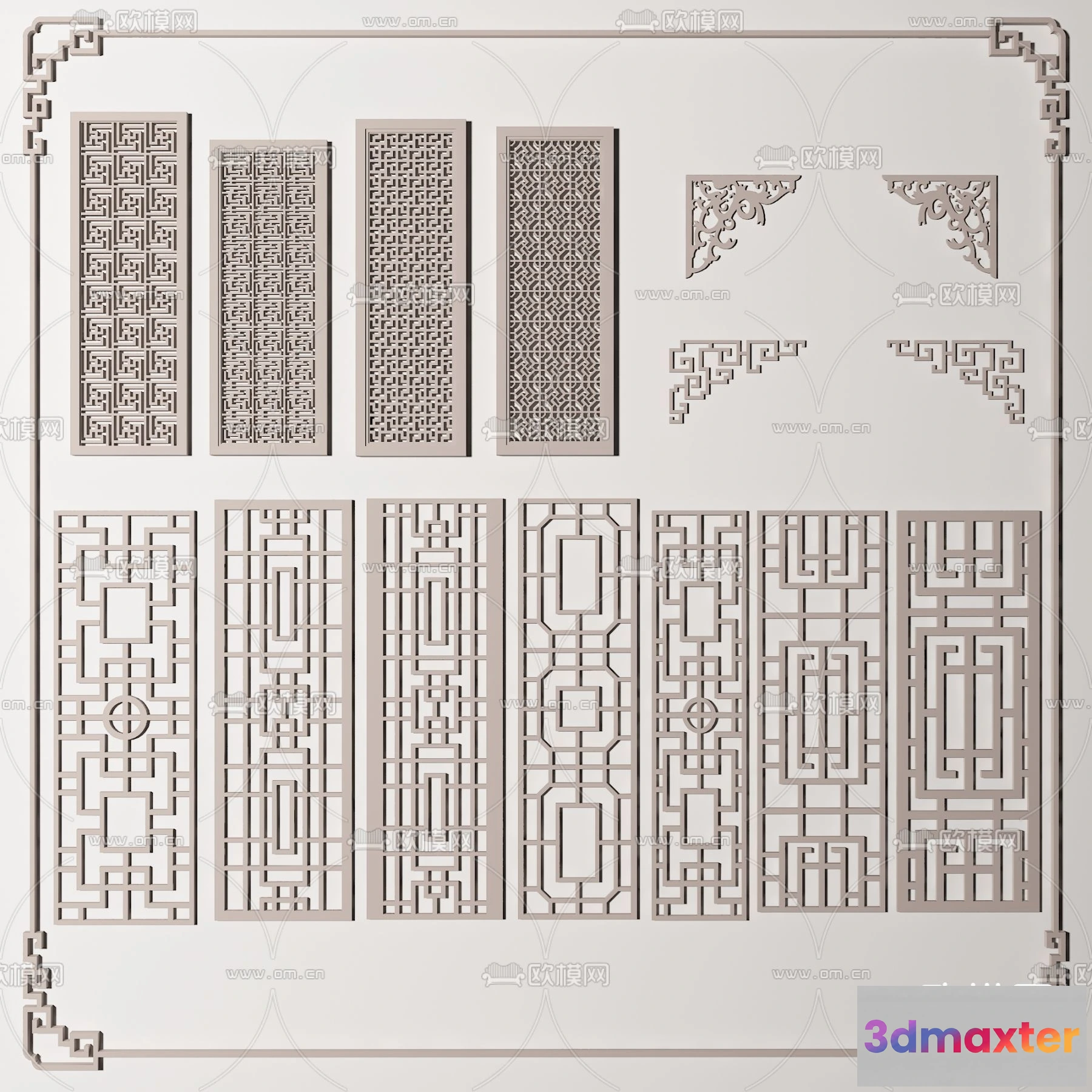 1686896 - CNC Panels 3D Models - CNC Wall 3D Blocks - 082 - VRAY Render 3D Max