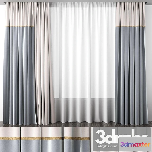 1018164 - Curtains ivory and blue-gray