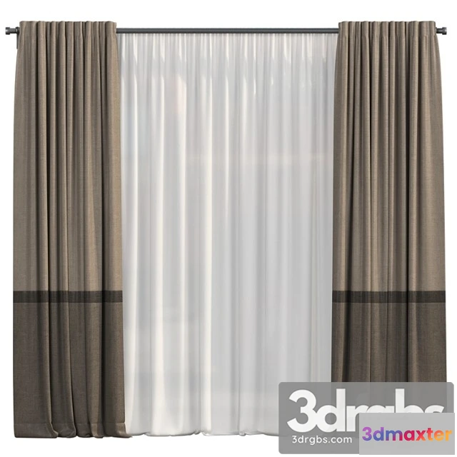 1018196 - Curtains with tulle in three colors