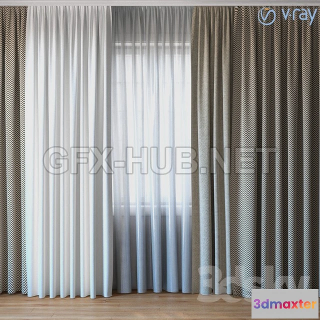 1078190 - Curtains With Tulle V-ray Set 03 - 211747