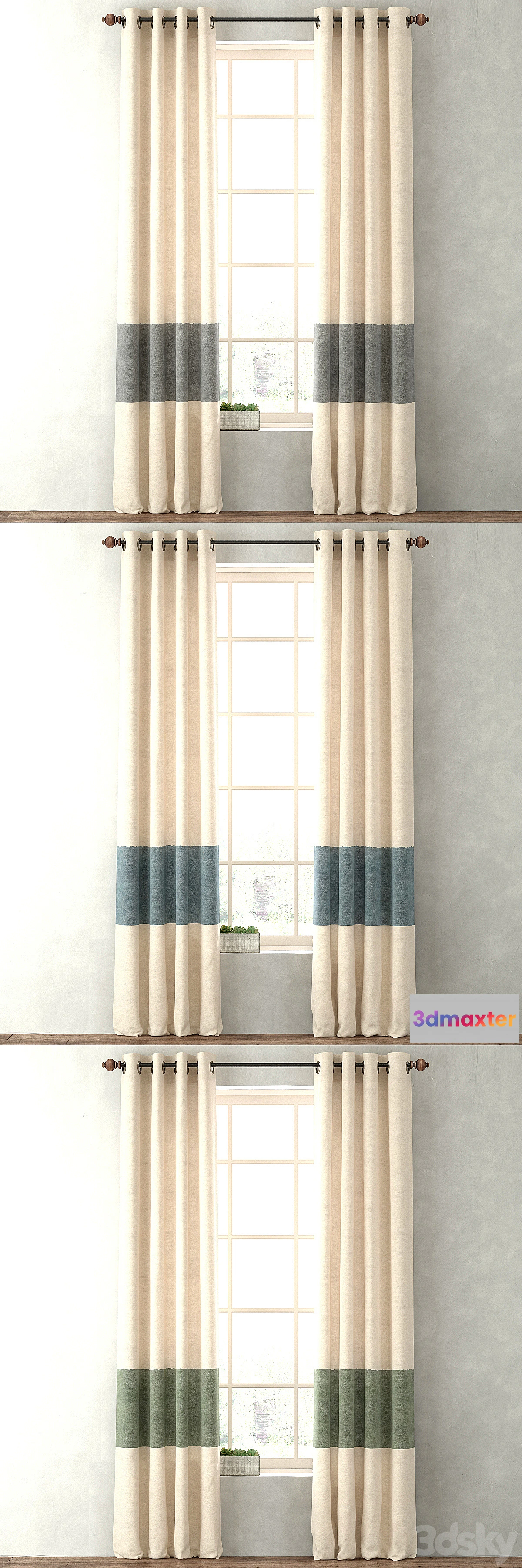 1280780 - RH _ VINTAGE CANVAS STRIPE DRAPERY PANEL 3D Max