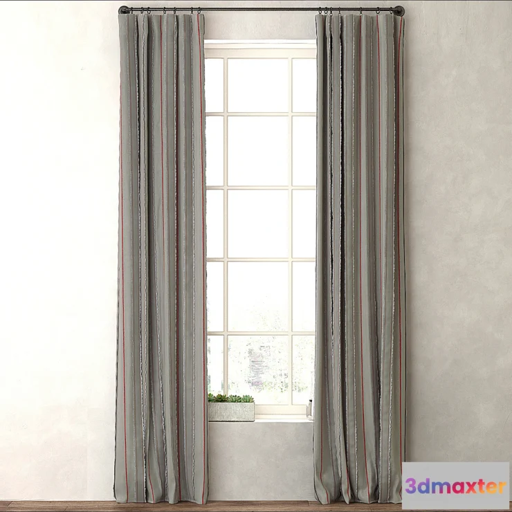 1290317 - RH _ VINTAGE BASEBALL STRIPE DRAPERY PANEL 3D Max