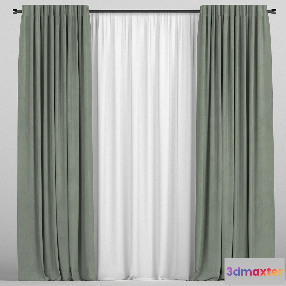 1302700 - Curtains with tulle - No.2 3D Max