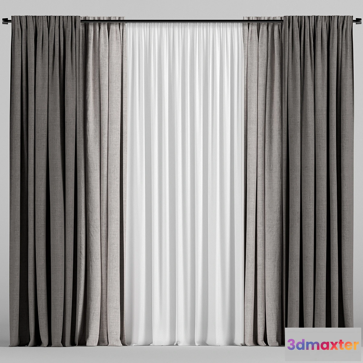 1303394 - Brown curtains with tulle. 3D Max