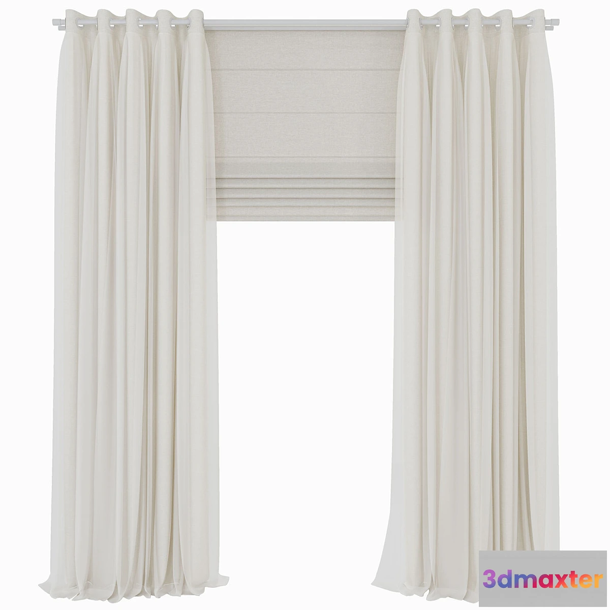 1303527 - double curtains with tulle - No.2 3D Max