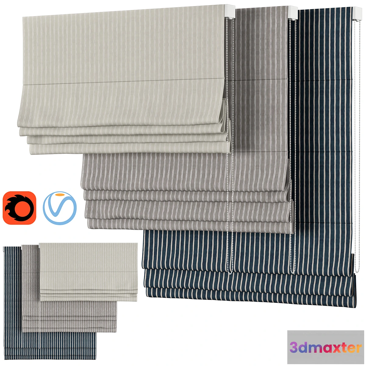 1304122 - Roman Curtains 90  Rowing Stripe 3D Max