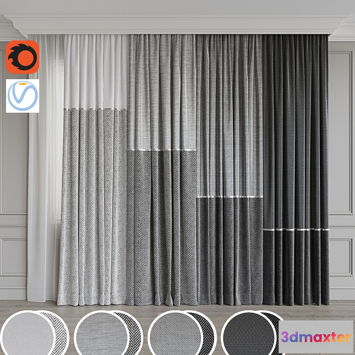 1315585 - Set of curtains 95 3D Max