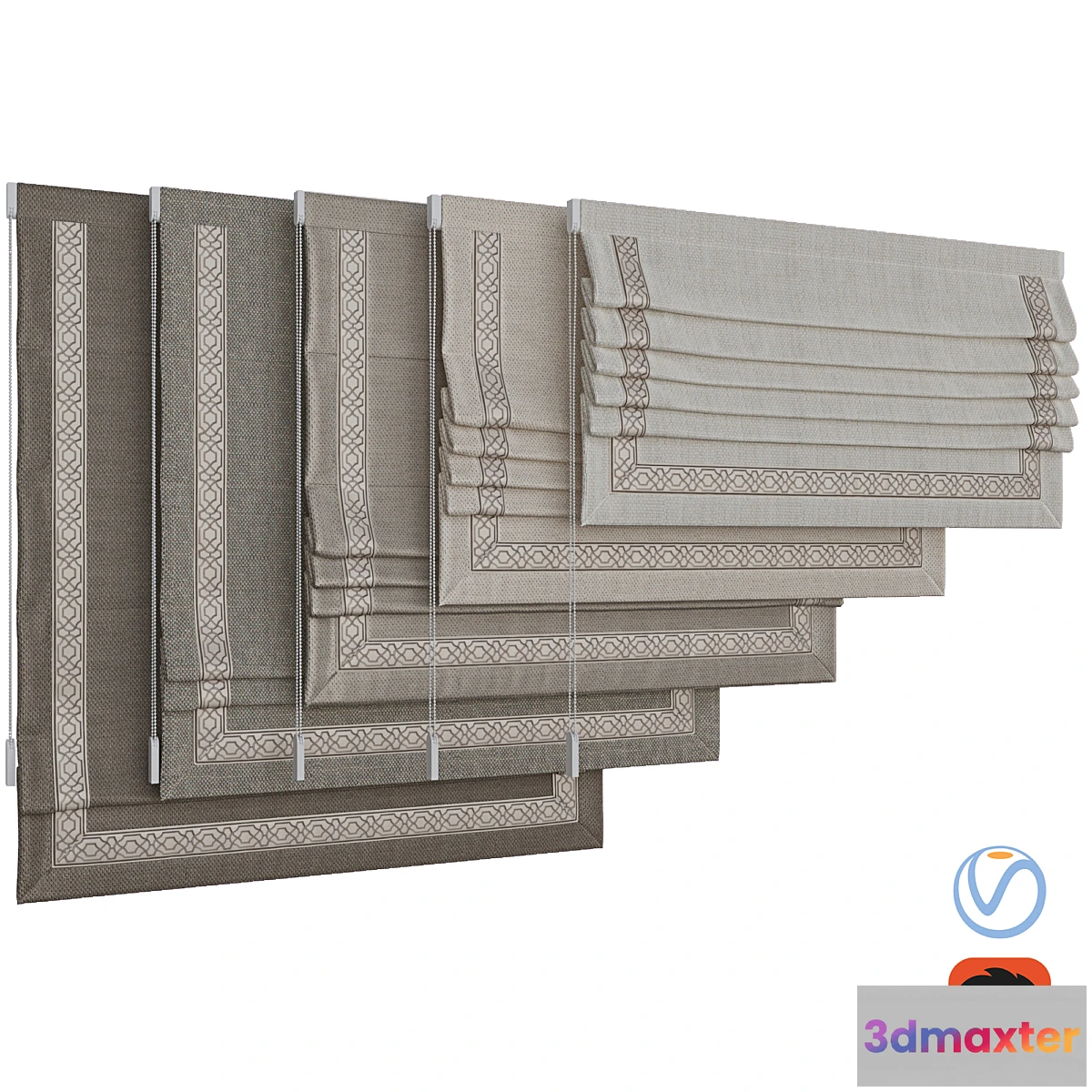 1318922 - Set of Roman blinds 8 3D Max