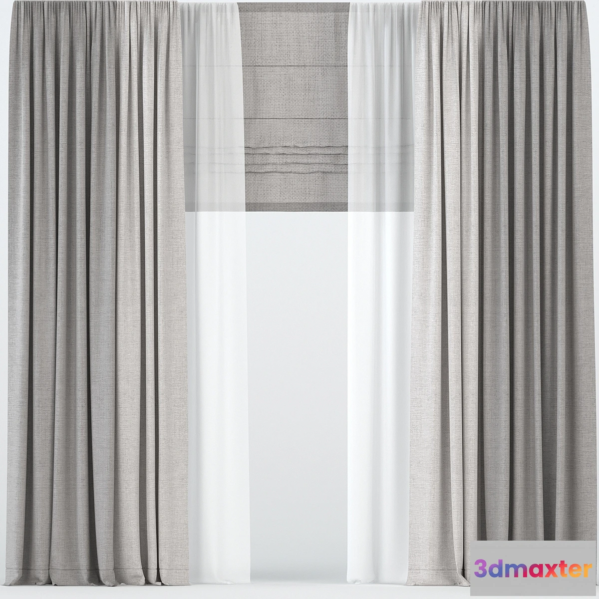 1325774 - Curtains with tulle. - No.2 3D Max