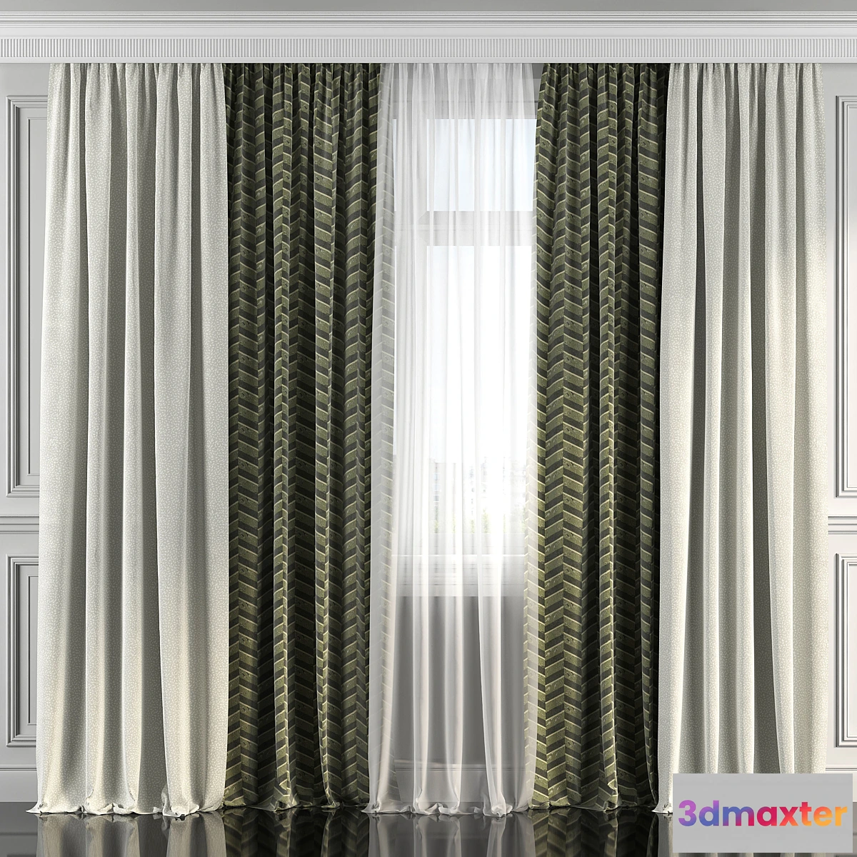 1327455 - Curtains with window 185 3D Max