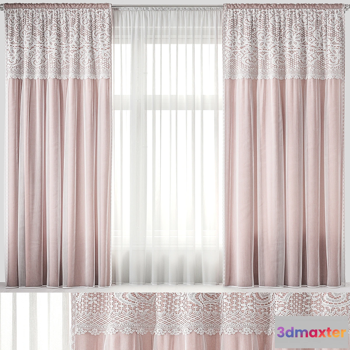 1328624 - Curtains with lace 3D Max