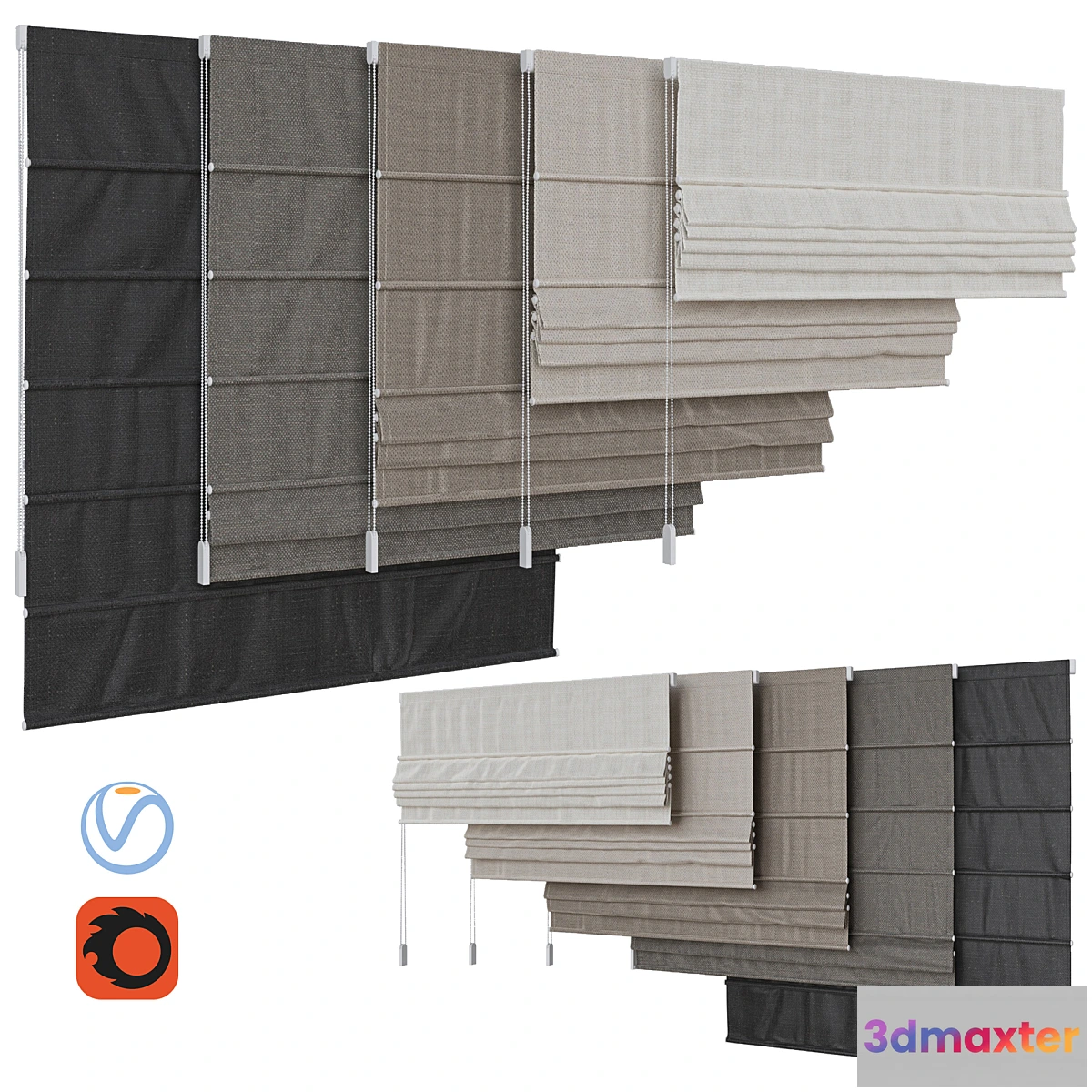 1331346 - Set of Roman blinds 6 3D Max