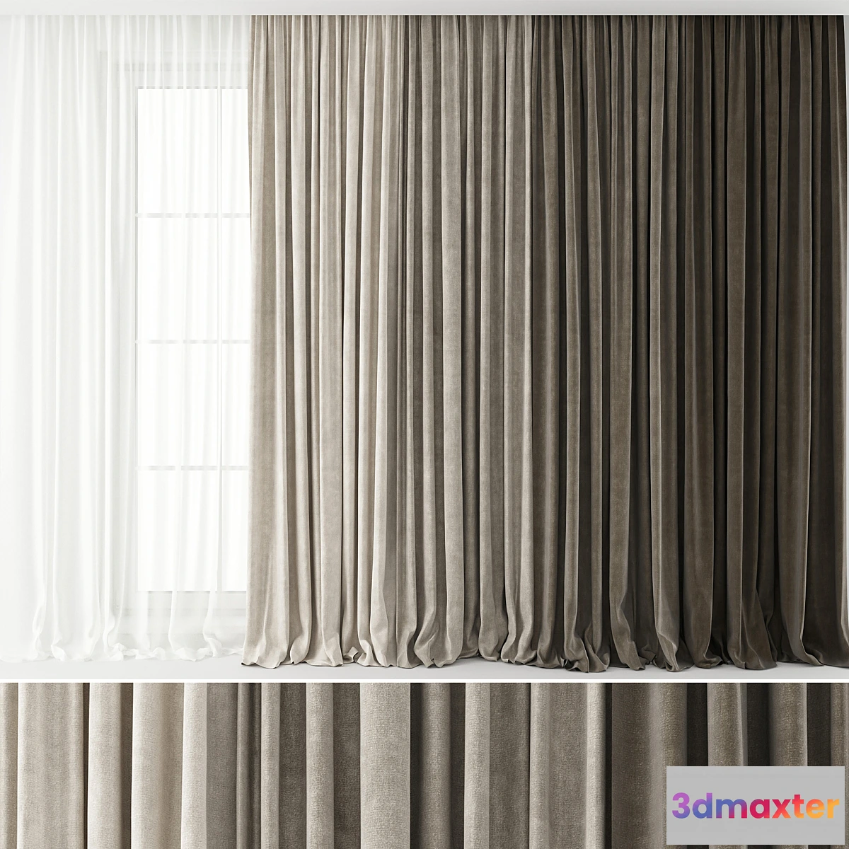 1332740 - Curtains Long set 01 3D Max