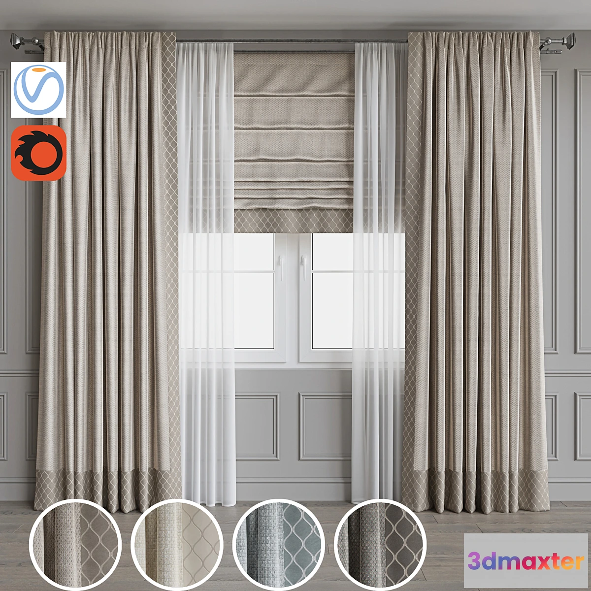 1337606 - Set of curtains 62 3D Max