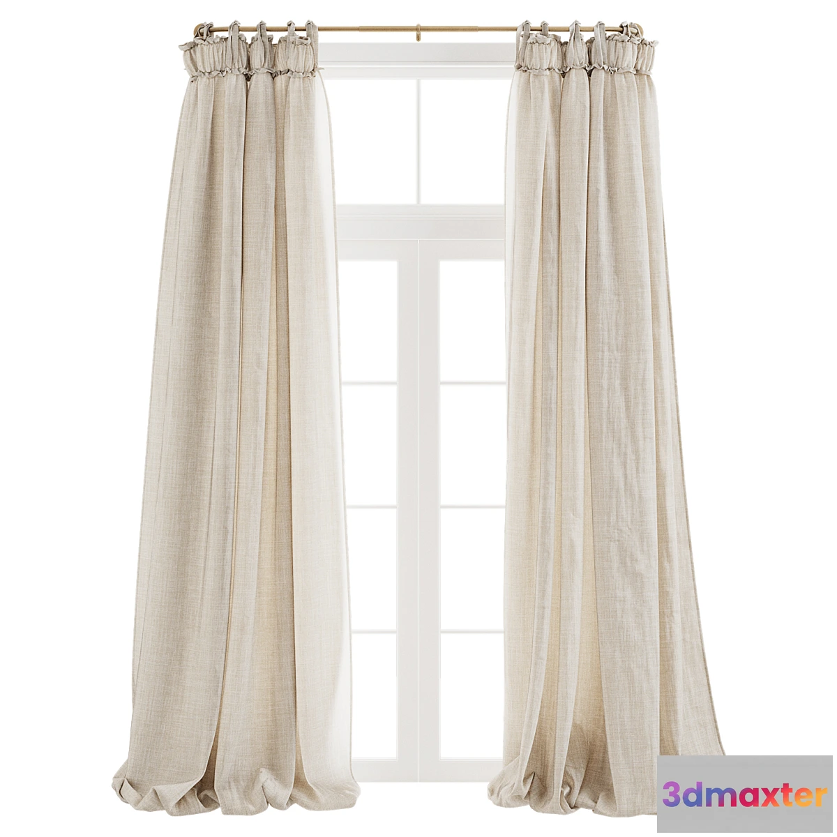 1342555 - Balloon Drapery Linen Light Natural Curtains 3D Max