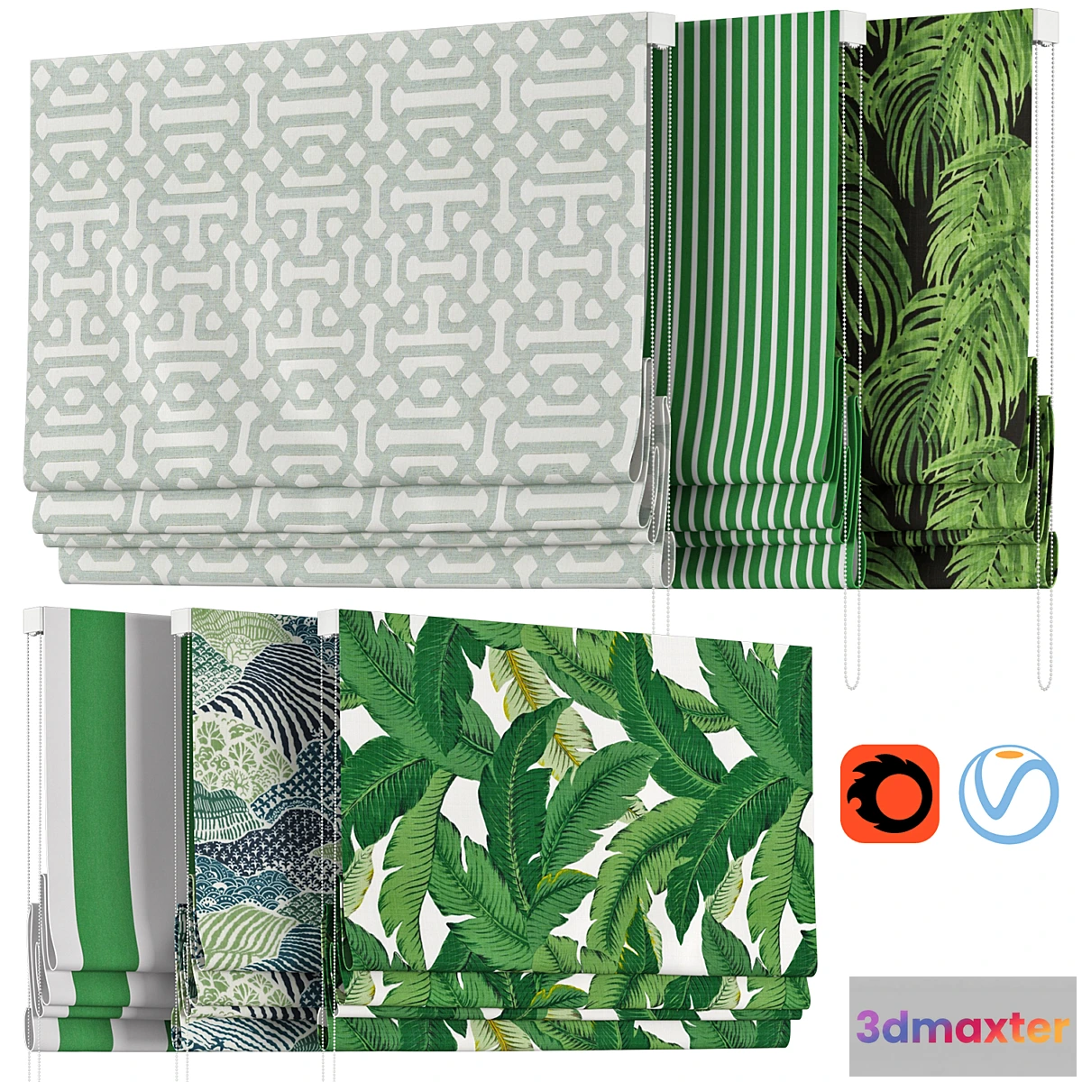 1345438 - Roman Curtains 57  Loom Decor  Green only 3D Max