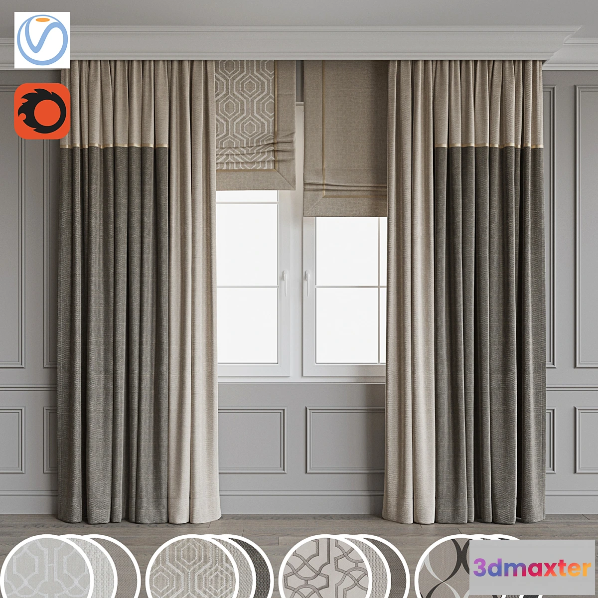 1346024 - Set of curtains 97 3D Max