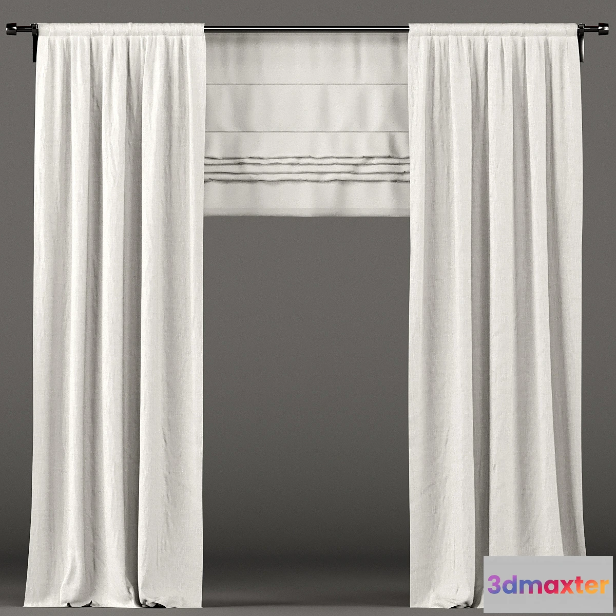 1397108 - White curtains with roman blinds. 3D Max