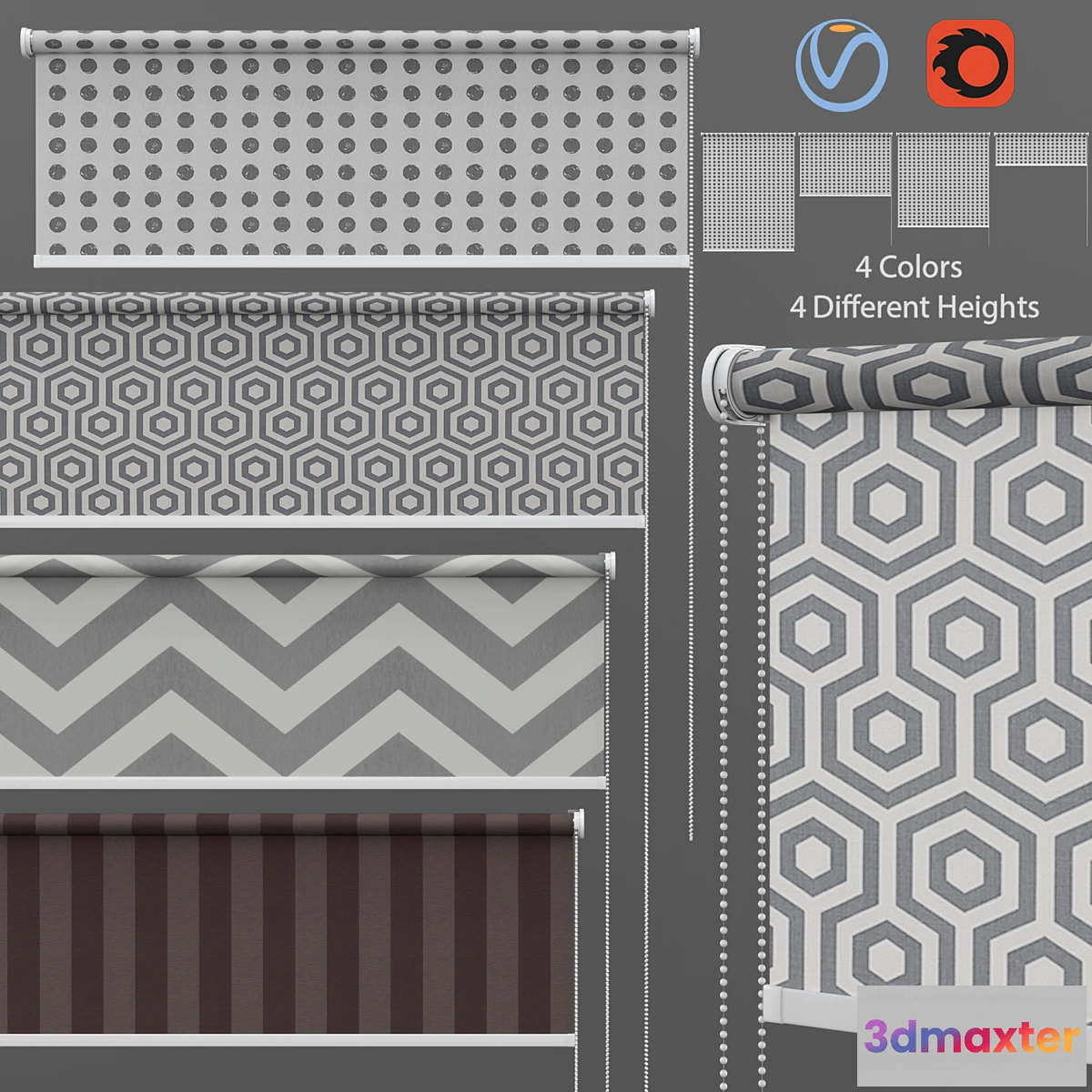 1397356 - Roller Blind Stars in Four Styles Set 2 3D Max