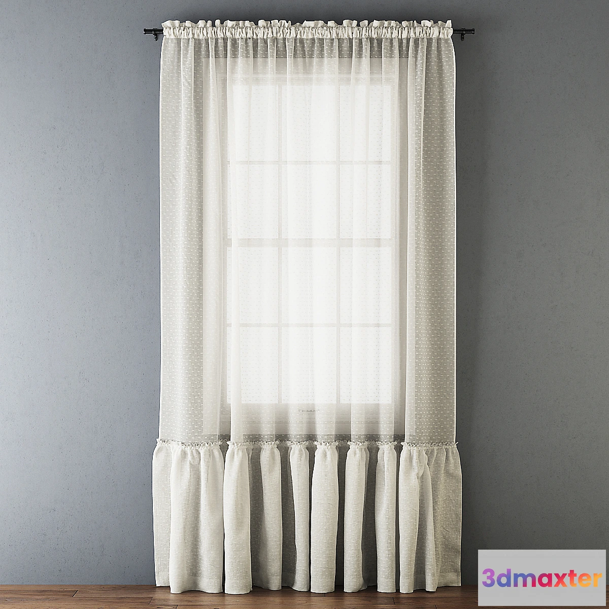 1402474 - Ruffled Cotton Sheer Curtain 3D Max