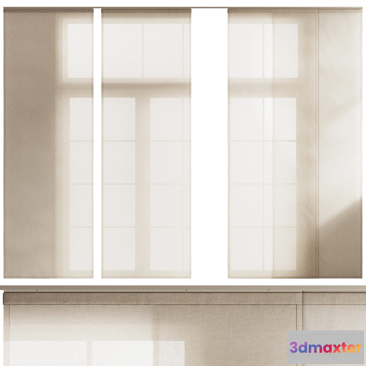 1403482 - Linen Tulle Panel Blinds 3D Max