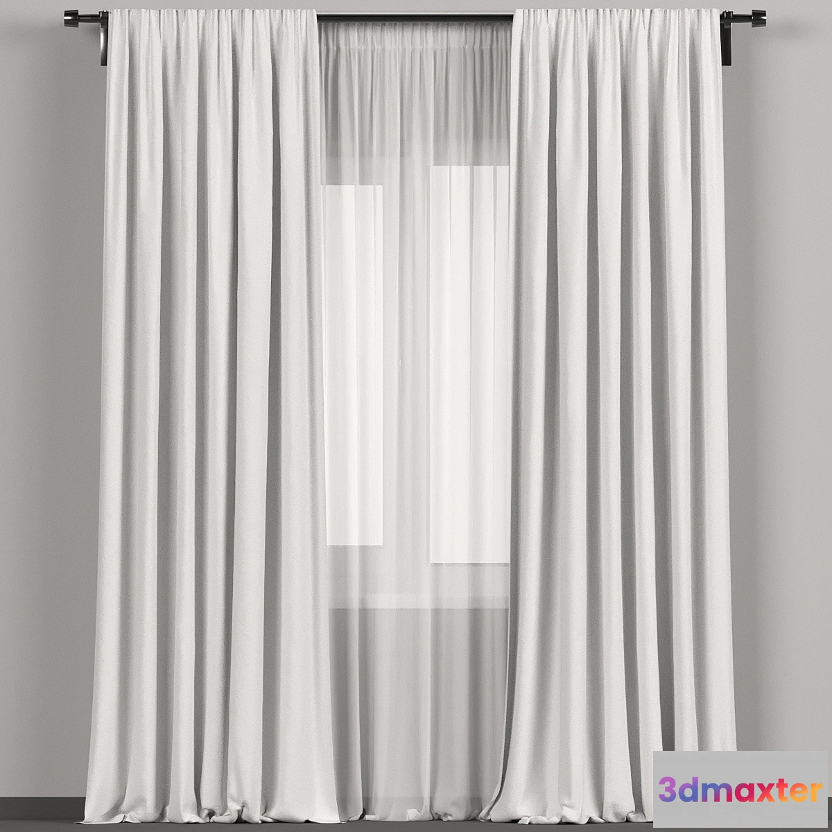 1404290 - White curtains with tulle. 3D Max