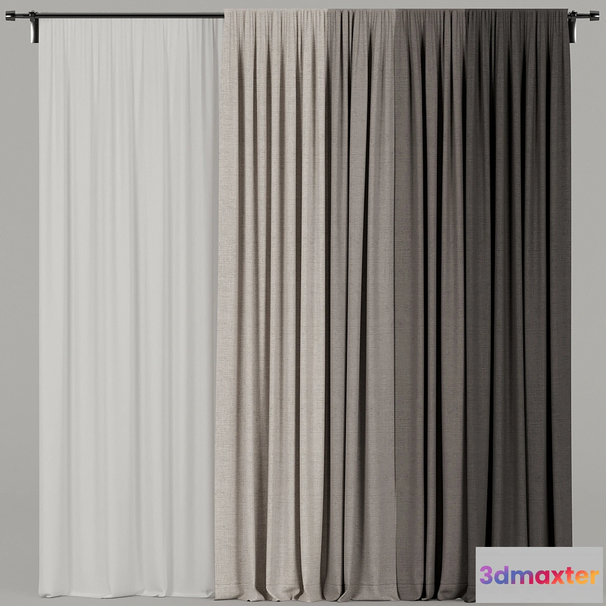 1407286 - Curtains with tulle 3D Max