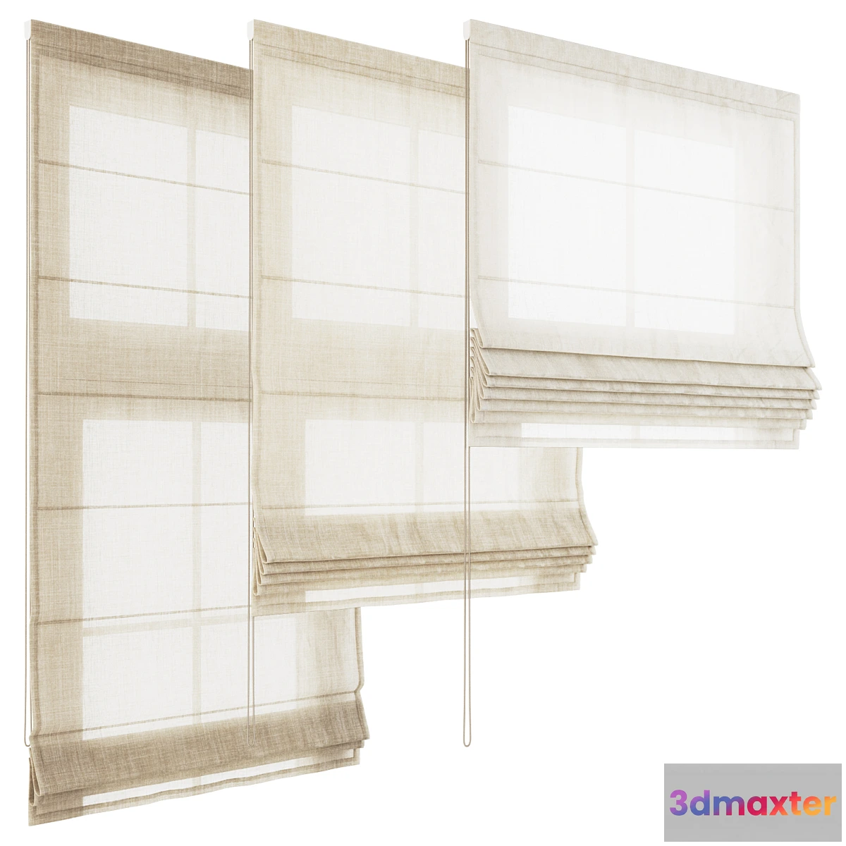 1408570 - Linen Tulle Roman Shade 3D Max