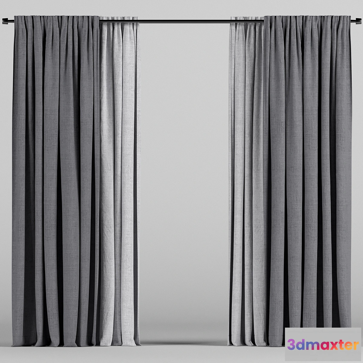1408792 - Gray curtains in two colors. 3D Max