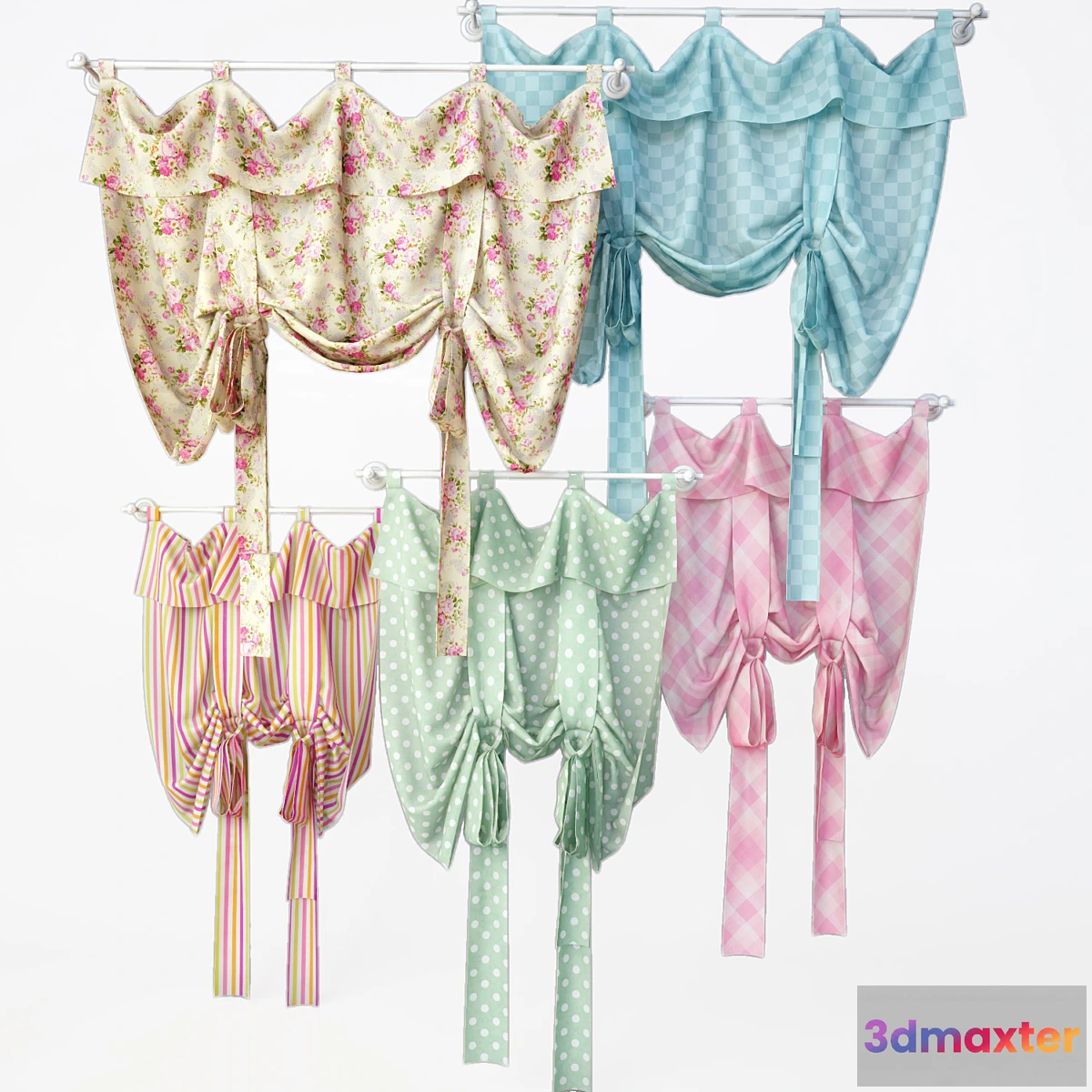 1409140 - Curtains with decorative laces 3D Max