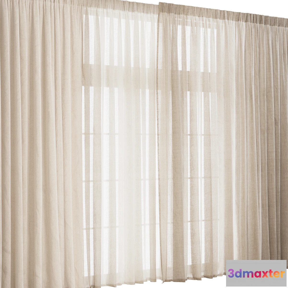 1416170 - Wide Linen Tulle Curtain 3D Max