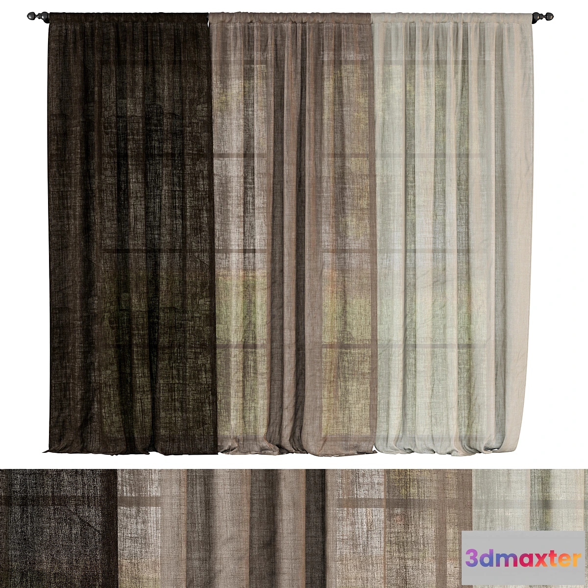 1420938 - Sheer linen curtains 3D Max