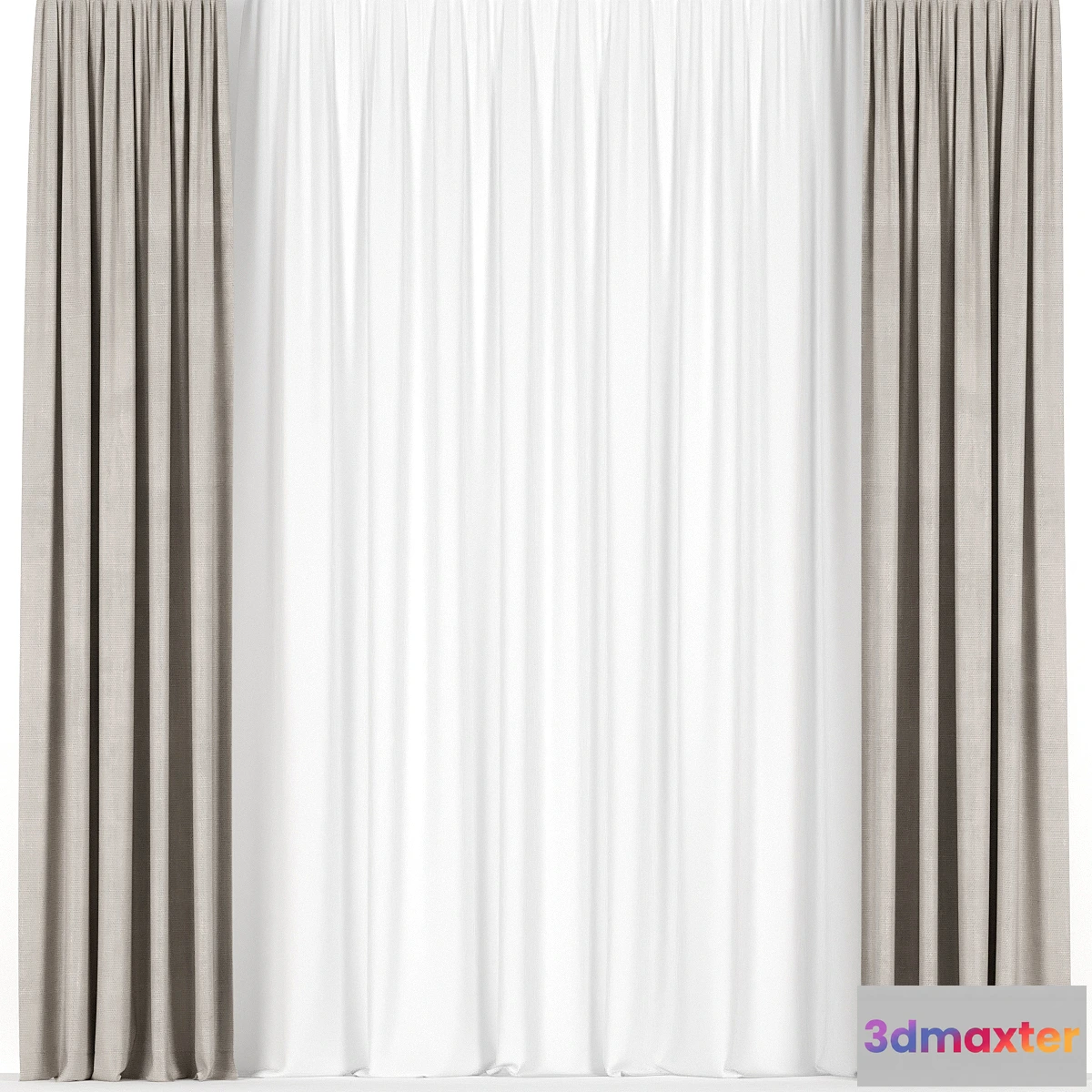1422272 - Beige curtains with tulle. 3D Max