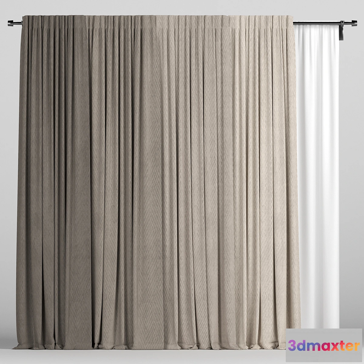 1431810 - Brown curtains with tulle. 3D Max