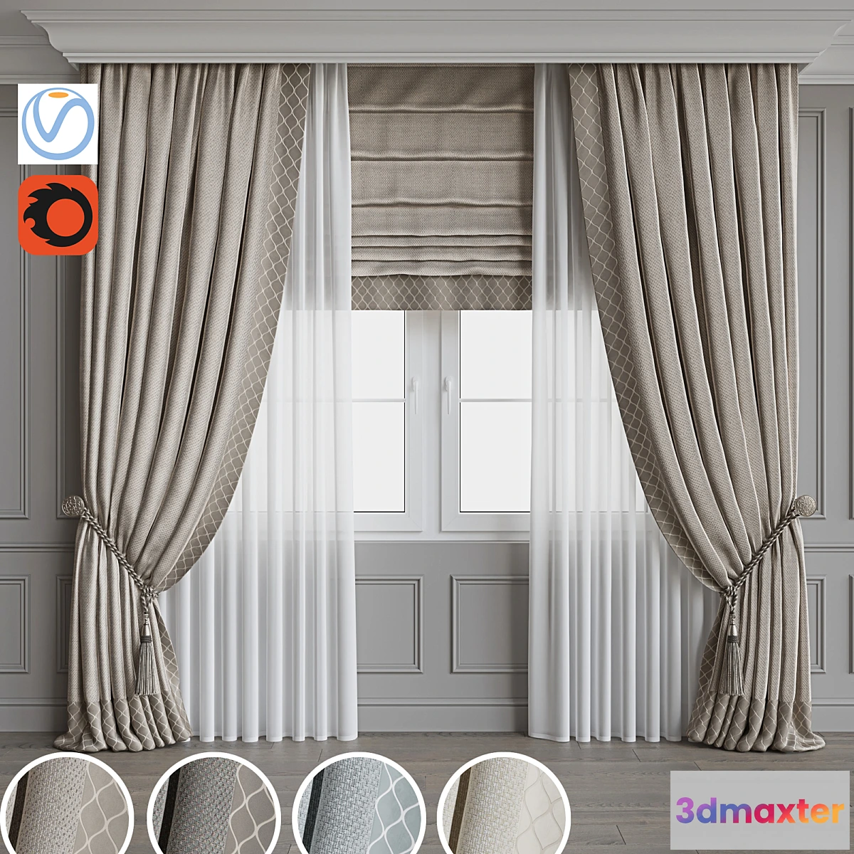 1432490 - Set of curtains 64 3D Max